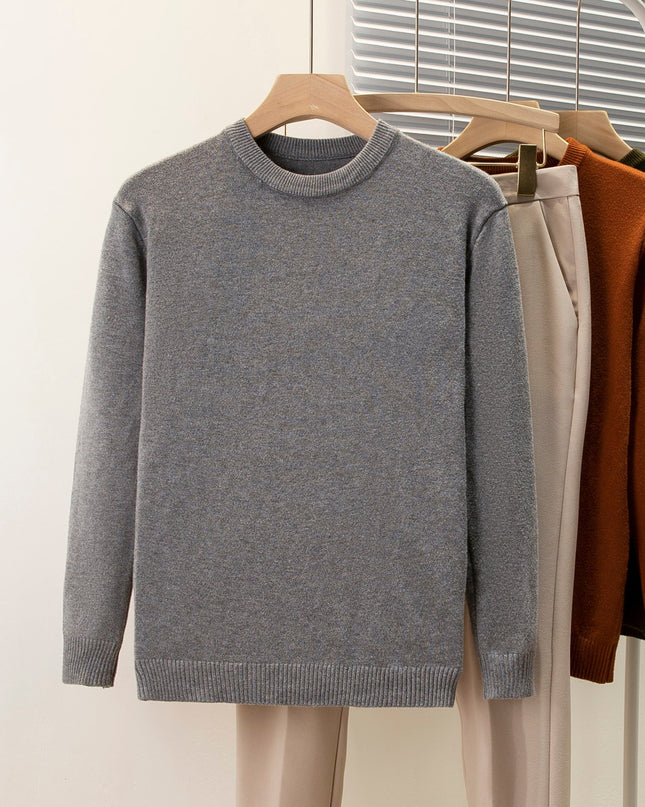 Round Neck Sweater Men's Solid Color Casual Bottoming Sweater