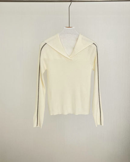 Wool Sweater Big Lapel Long Sleeve Top
