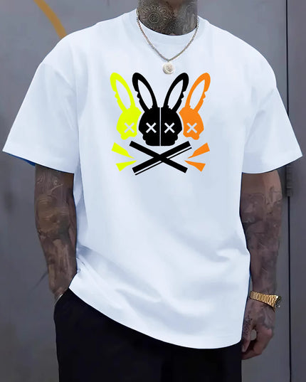 Fashion Unique Rabbit Skull Printed Men's T-shirt