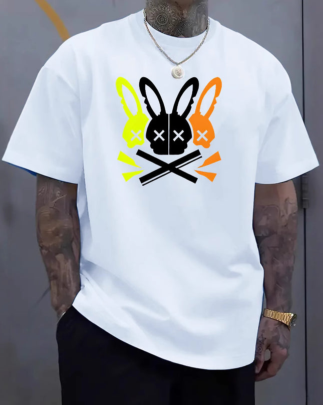 Fashion Unique Rabbit Skull Printed Men's T-shirt