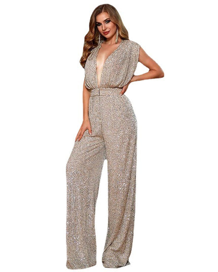 Summer Sexy Waist Sequined Jumpsuit