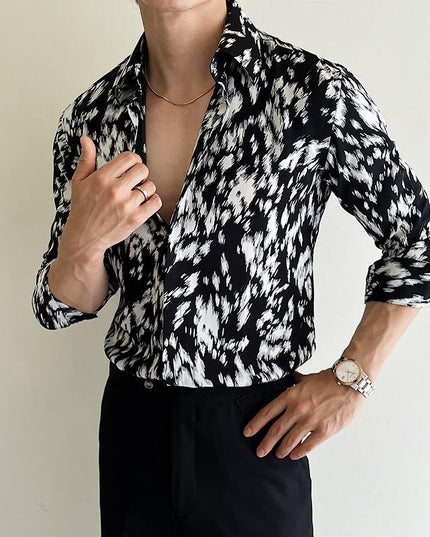 Fashion Personalized Men's Printed Slim Shirt