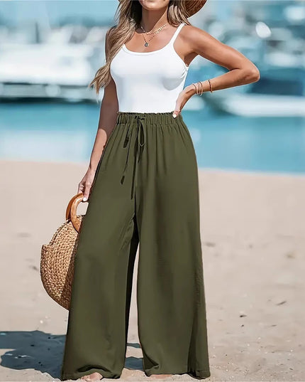 Women's Drawstring Loose Casual Wide-leg Trousers