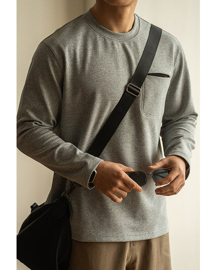 Contrast Color Pocket Pullover Long Sleeve Men's Spring Bottoming