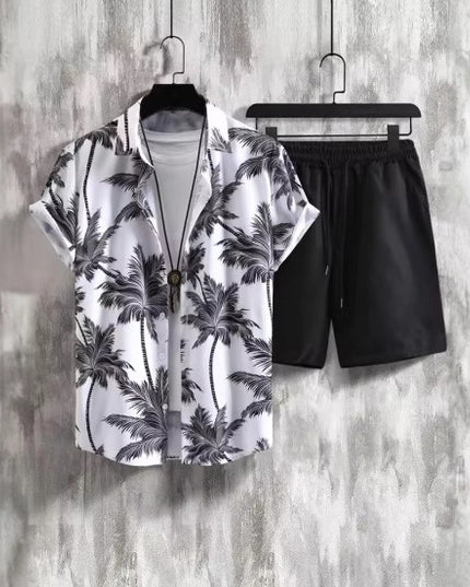 Printed Short-sleeved Shirt Beach Pants Suit