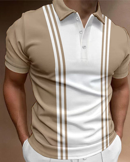 Casual 3 Button Printing Lapel Casual Men's T-shirt