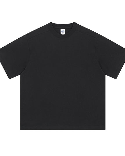 Retro Patchwork Short Sleeve Pure Color Minimal Versatile T-shirt For Men And Women