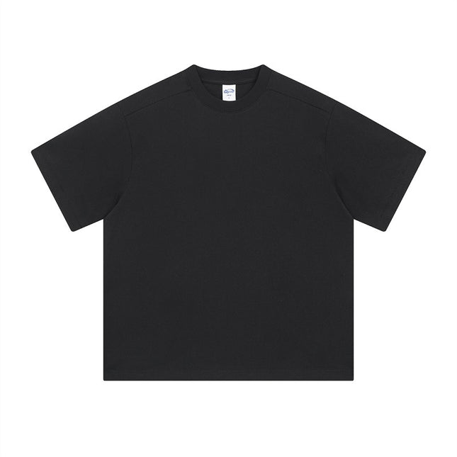 Retro Patchwork Short Sleeve Pure Color Minimal Versatile T-shirt For Men And Women