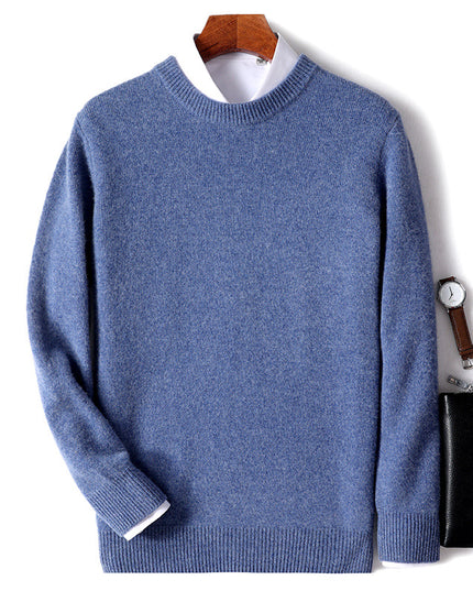 Men's Thickened Pullover Sheep Fur Sweater Loose Round Neck Solid Color Sweater