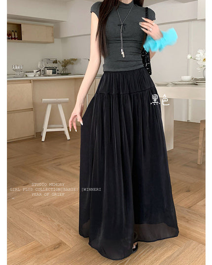 High Waist Slimming Draping Large Swing Skirt
