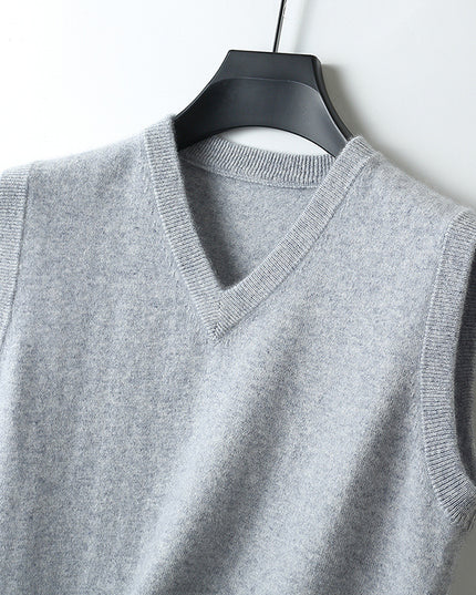 Men's V-neck Vest Middle-aged And Elderly Warm Sweater
