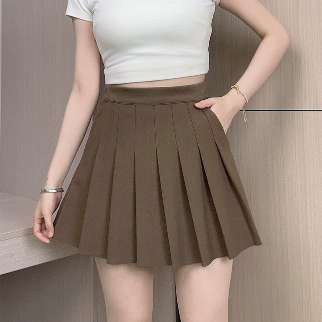 Women's High Waist Elastic Plump Girls Slimming A- Line Versatile Skirt