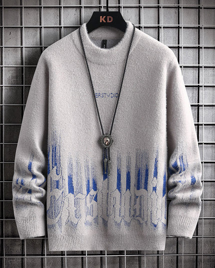 Men's Winter Thickened Half High Collar Warm Sweater