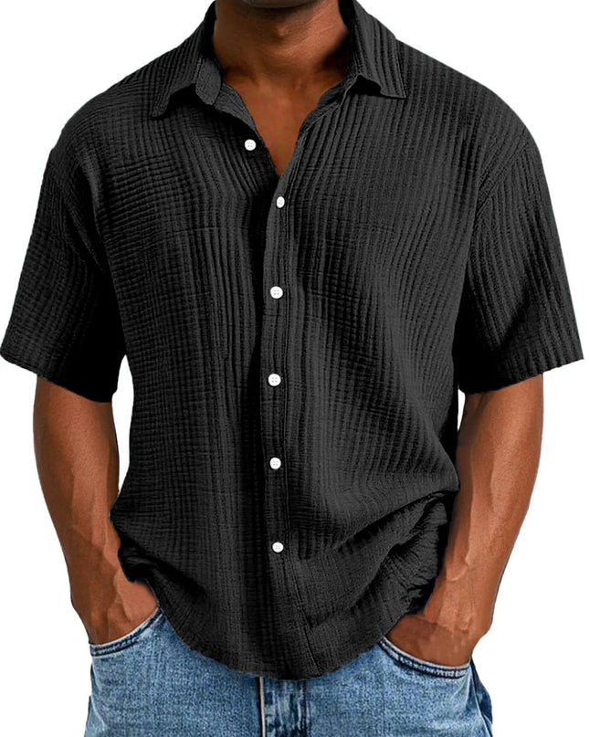 Spring And Summer Men's Short-sleeve Lapel Shirt Double Layer Champray