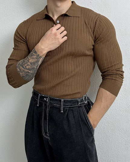 Slim-fit Long-sleeved Polo Shirt Retro Loose Half Zipper Sweater