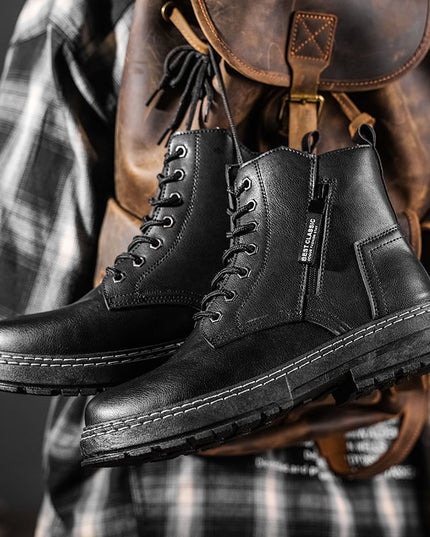 Men's Casual Leather Boots Increase Leather Shoes