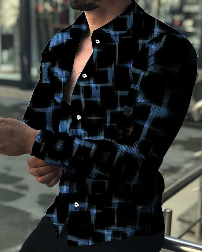 3D Digital Printing Lapel Long Sleeve Shirt
