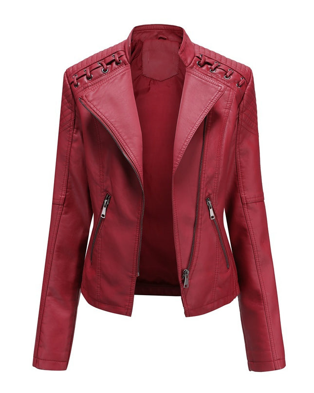 Slim Fit Thin Leather Coat Women's Motorcycle Clothing