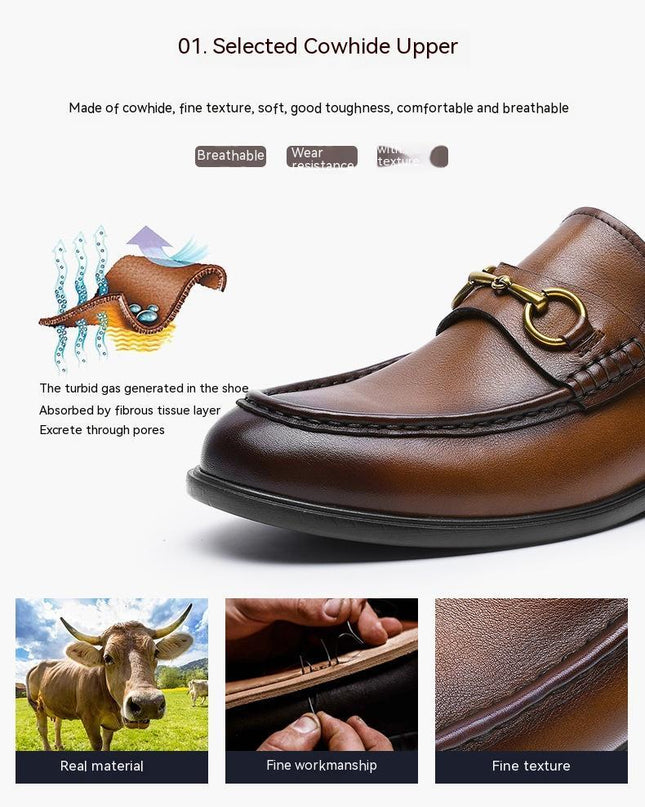Business Casual First Layer Cowhide Soft Bottom Lazy Men's Shoes