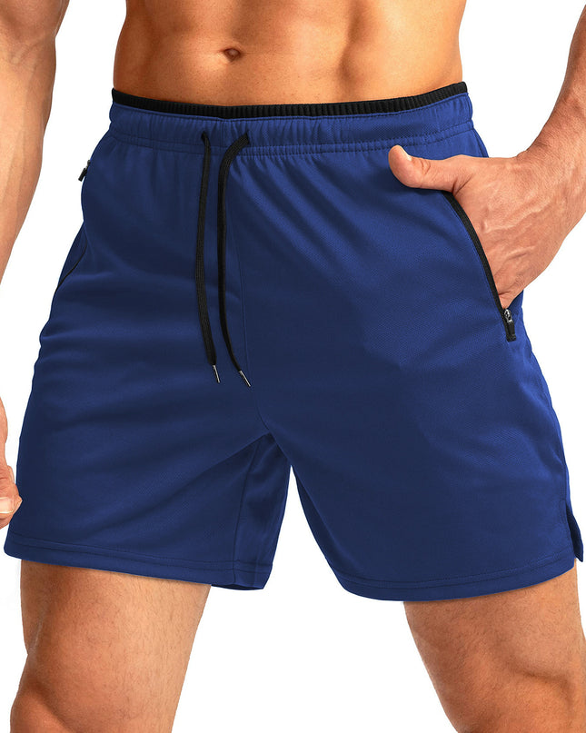 Men's Running Short Belt Zipper Pocket Quick-drying Gym Exercise Lightweight