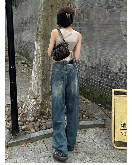 Loose High Waist Slimming Straight Mopping Pants