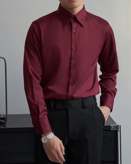 Autumn Black Shirt Men's Long Sleeve Slim Korean Style