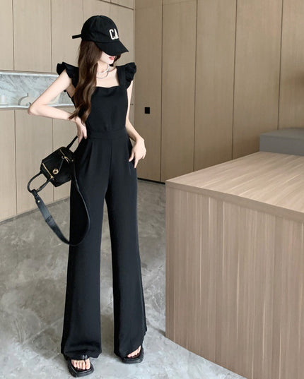 Mushroom Edge Temperament Sleeveless Jumpsuit With A Drooping Feeling And Wide Leg Pants