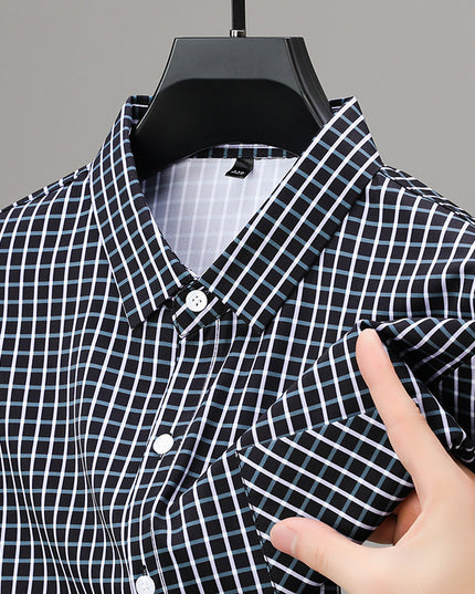 Long Sleeve Fine Plaid Shirt For Men Spring And Autumn