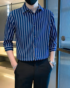 Navy fine stripe
