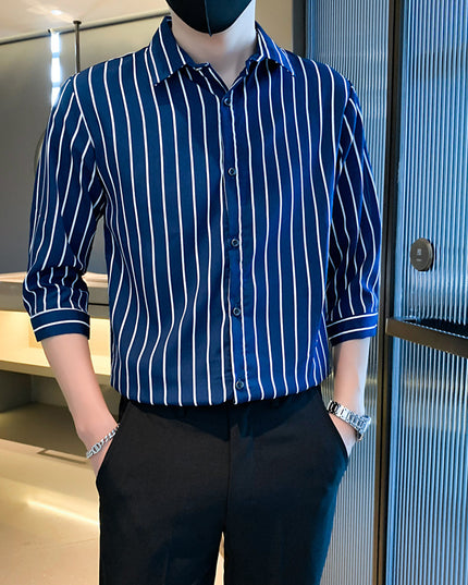 Light Cooked Style Shirt For Men With Black And White Stripes