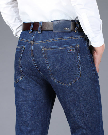 Autumn And Winter Thick Business Straight-leg Men's Jeans