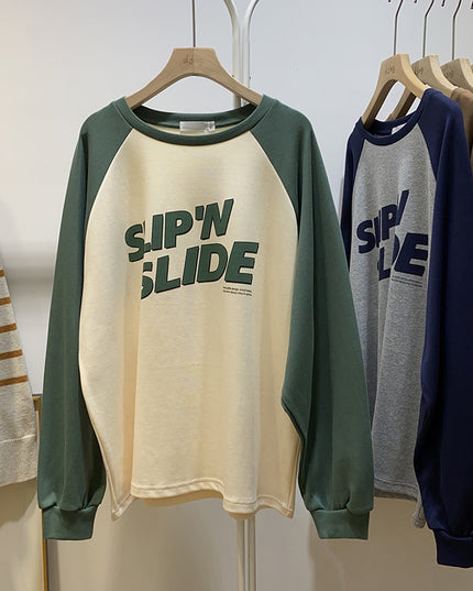 Slimming Long Sleeve All-match Raglan Top