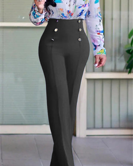 Plus Size Women's Casual Tight Straight-leg Trousers