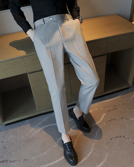 Straight Retro Brown Elastic Slim Fit Brown Casual Pants