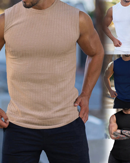 Knitted Vertical Stripes Fitness Sports Slim-fitting Vest