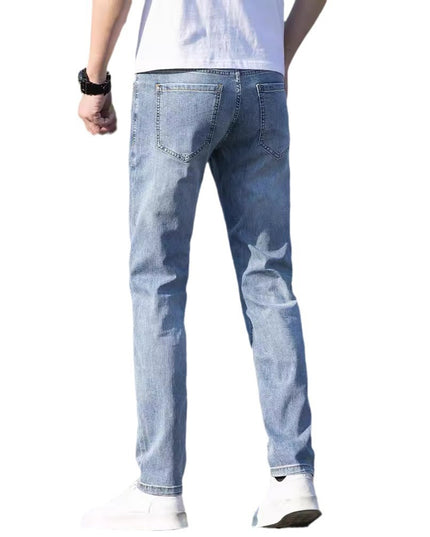 Summer Thin Jeans Men's Slim-fit Straight Trousers