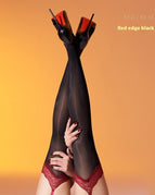 Red Edge Black Socks Shiny