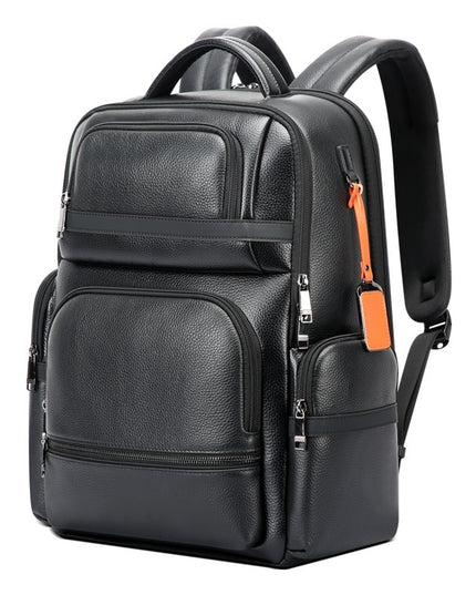 Business Leather Men's Backpack Large Capacity Computer Bag