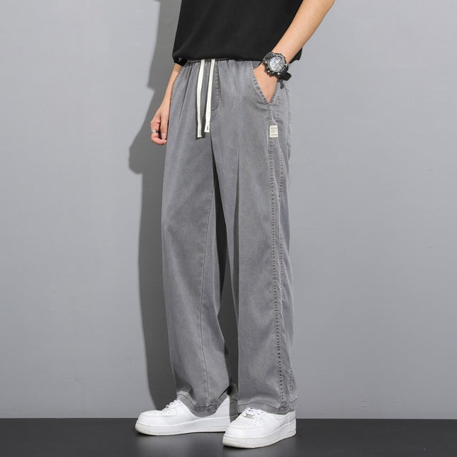 Men's Straight Tube Loose Ice Silk Wide Leg Pants