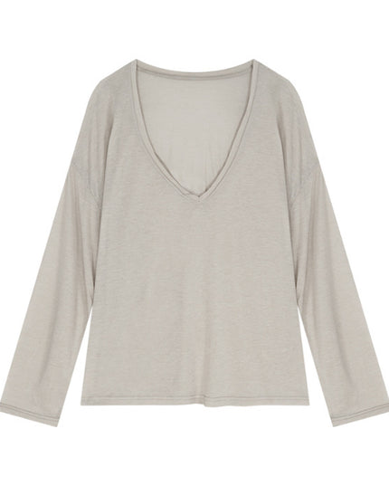 Women's Slim-transparent V-neck Long-sleeved Loose Sun Shield Casual Top