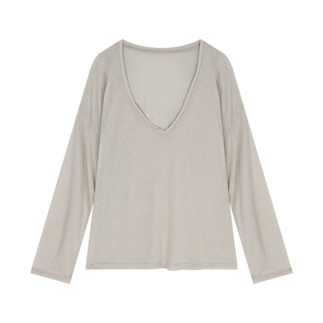 Women's Slim-transparent V-neck Long-sleeved Loose Sun Shield Casual Top