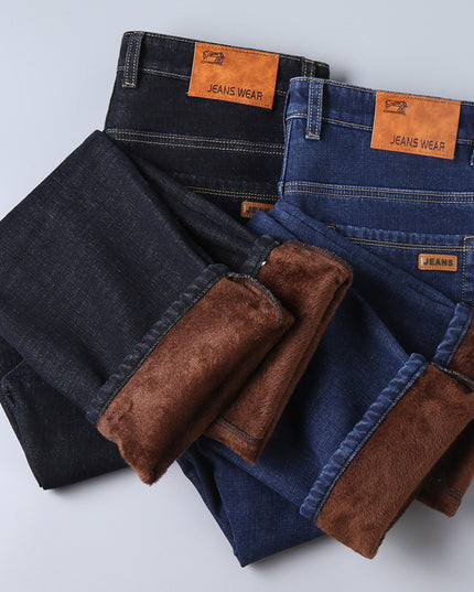 Thickened Plush Jeans Keep Men Warm In Winter