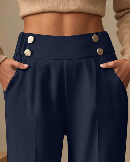 Draping Mop Casual Pants High Waist