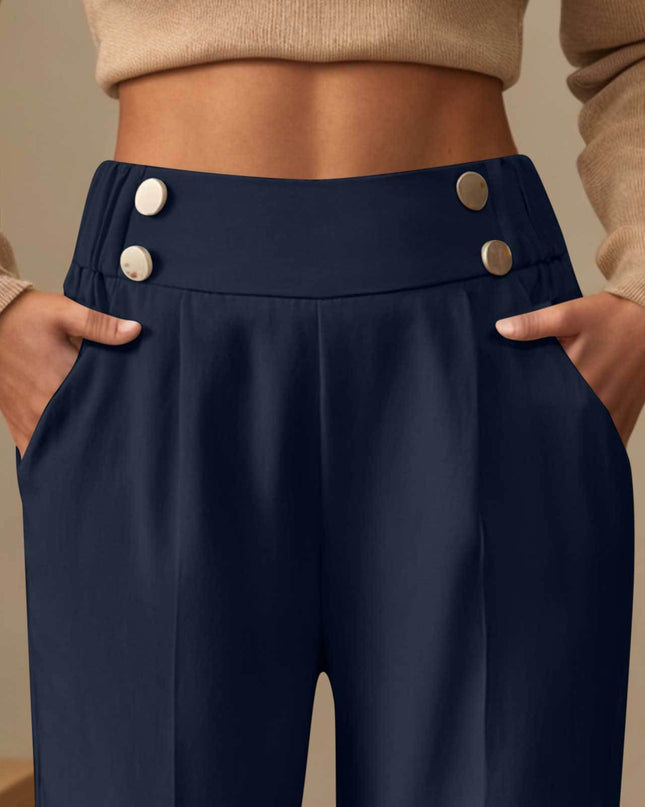 Draping Mop Casual Pants High Waist