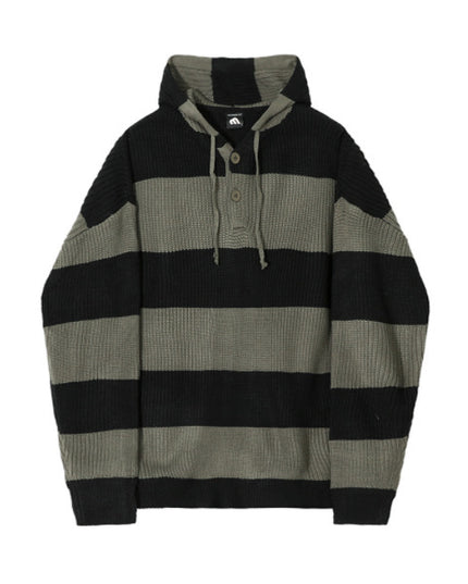 Korean Style Striped Idle Style Retro Hooded Sweater