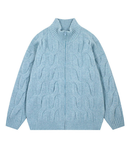 Simple Solid Color Twisted Collar Cardigan Sweater