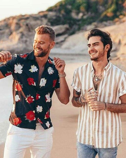 Summer Striped Casual Men's Shirt Short Sleeve Shirt