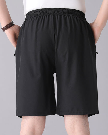 Solid Color Black Loose High Waist Comfort Breathable Middle-aged Breeches