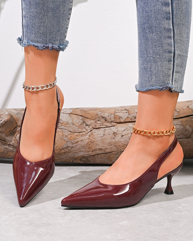Sexy Patent Leather Women Pointed Toe Stiletto Toe Box Sandals