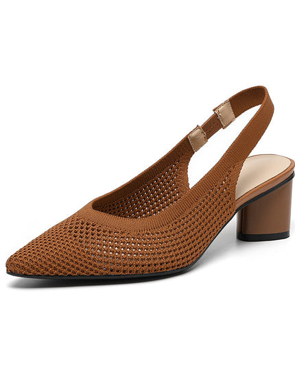 Hollow-out Knitted Closed Toe Back Empty Strap Sandals Pointed Toe
